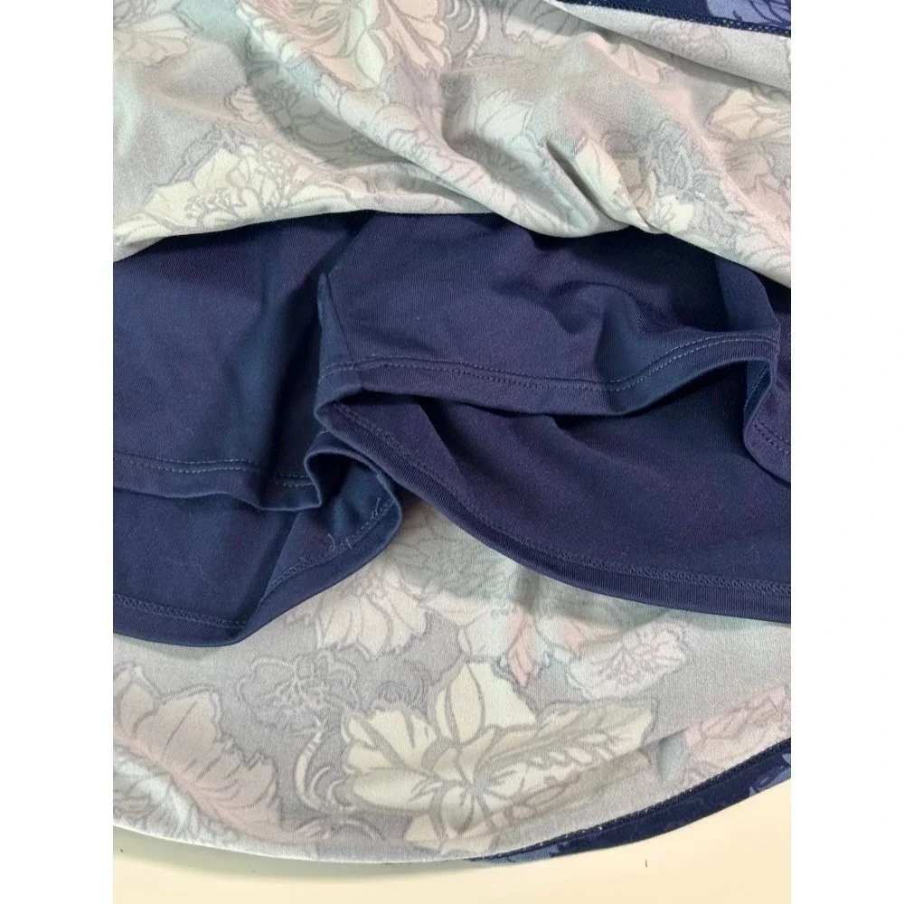 Blue Floral Active Skort Sz L Athleisure Pickleball‎ Tennis Sporty Outdoor Golf
